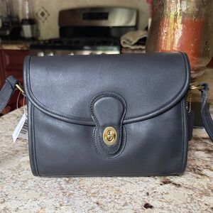 COACH Black Leather Devon Turn-Lock Crossbody Bag, New with tags